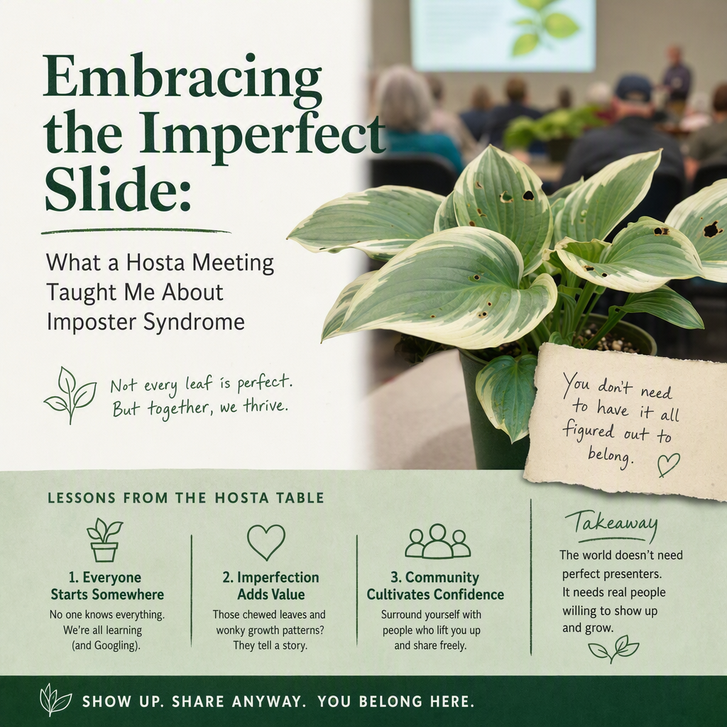 Embracing the Imperfect Slide: What a Hosta Meeting Taught Me About Imposter Syndrome